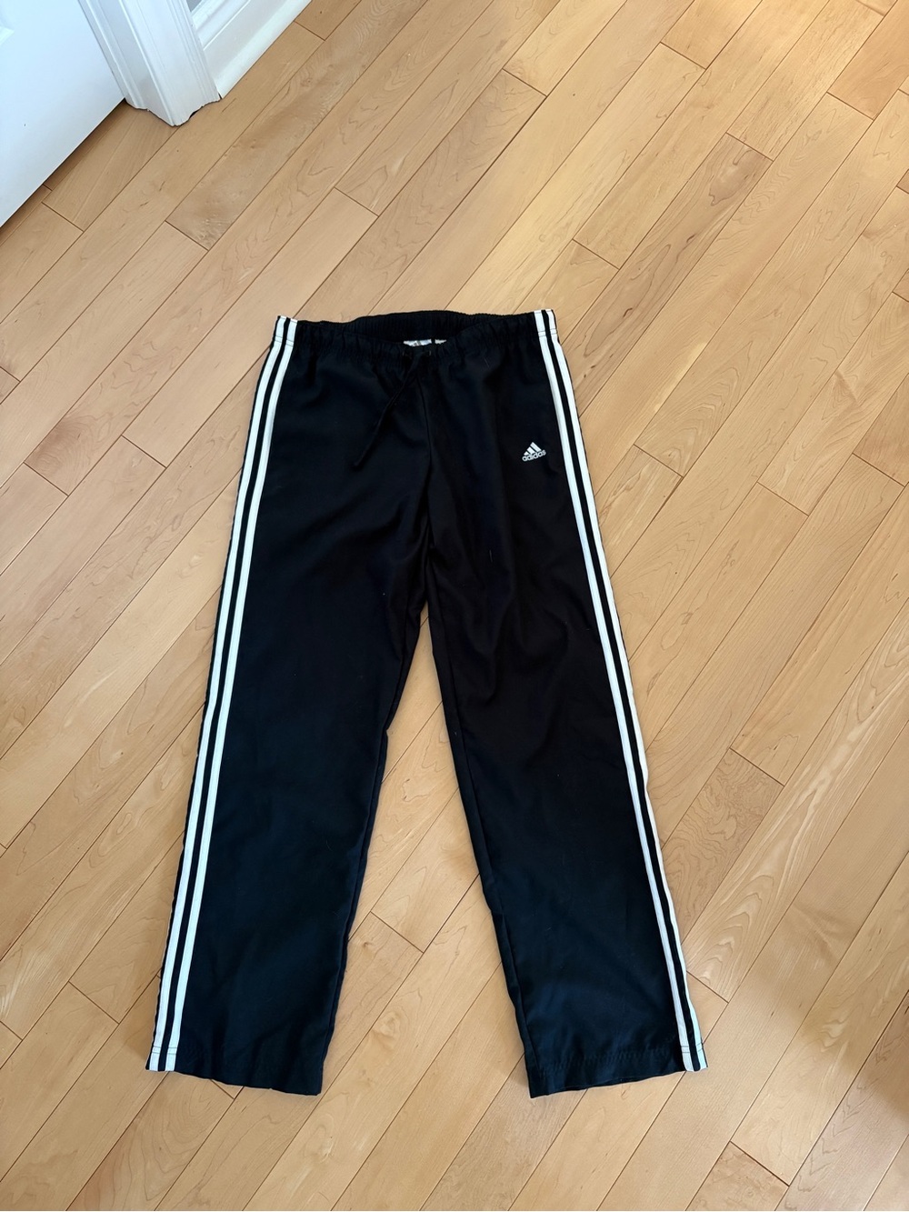Adidas Black Track Pants with White Stripes